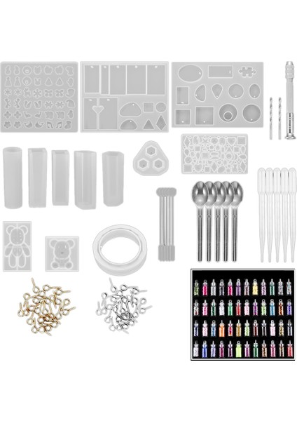 229 Adet Dıy Takı Reçine Döküm Silikon Epoksi Kaşık Seti Zanaat Kolye Takı Kolye Yapımı 48 Payetler (Yurt Dışından)