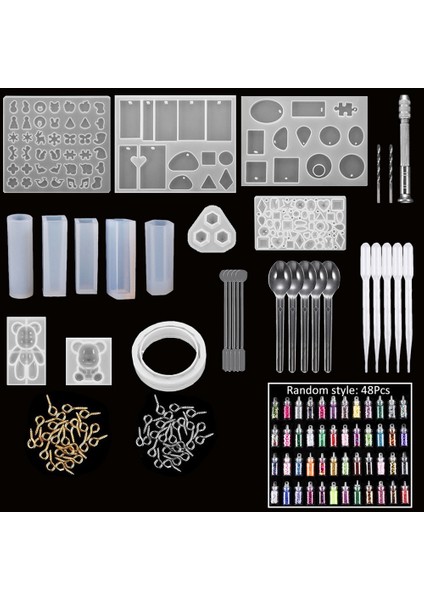 229 Adet Dıy Takı Reçine Döküm Silikon Epoksi Kaşık Seti Zanaat Kolye Takı Kolye Yapımı 48 Payetler (Yurt Dışından) fiyatları