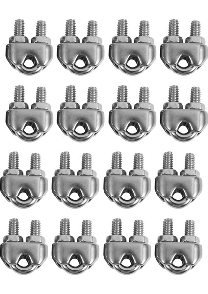 16 Adet Paslanmaz Çelik Kablo Klipsi Eyer Kelepçesi Halatlar Için 0.3 cm 3mm Tel (Yurt Dışından)