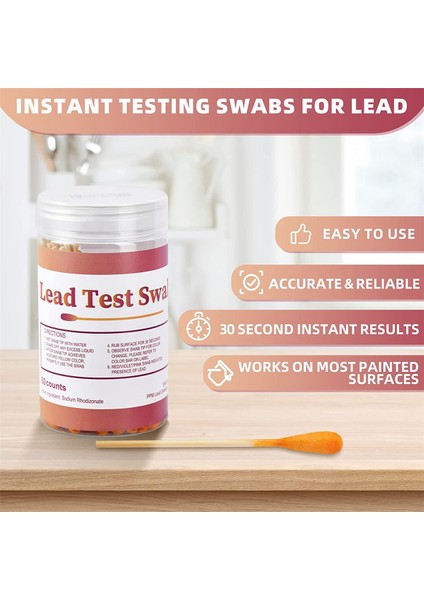 Kurşun Test Kiti Swabları - Kurşun Boya Test Kiti, Evde Kullanım Için Kurşun Kontrol Swabları, Test Sonuçları (60PCS) (Yurt Dışından)