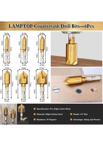 28 Adet Ağaç Işleme Pah Delme Aletleri, Havşa Ucu, Ahşap Fiş Kesici Matkap Ucu Seti Dahil (Yurt Dışından) fiyatları