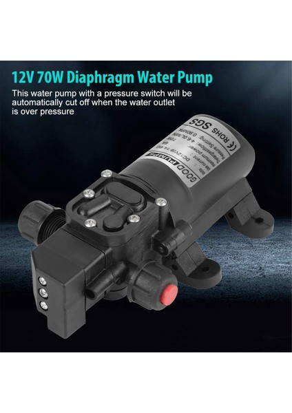 12V Su Pompası, 12 Volt Su Pompası, Dc 12V 6A 70W Elektrikli Su Pompası, Kendinden Emişli Su Pompası-Yüksek Basınç, 12V Pompa (Yurt Dışından)