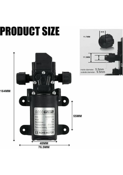 12V Su Pompası, 12 Volt Su Pompası, Dc 12V 6A 70W Elektrikli Su Pompası, Kendinden Emişli Su Pompası-Yüksek Basınç, 12V Pompa (Yurt Dışından)