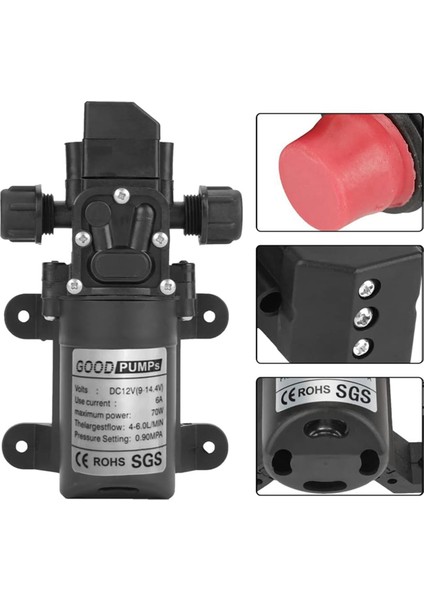 12V Su Pompası, 12 Volt Su Pompası, Dc 12V 6A 70W Elektrikli Su Pompası, Kendinden Emişli Su Pompası-Yüksek Basınç, 12V Pompa (Yurt Dışından)
