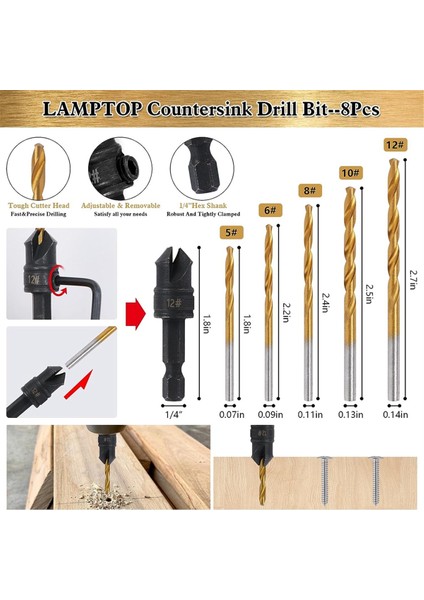 28 Adet Ağaç Işleme Pah Delme Aletleri, Havşa Ucu, Ahşap Fiş Kesici Matkap Ucu Seti Dahil (Yurt Dışından) modelleri