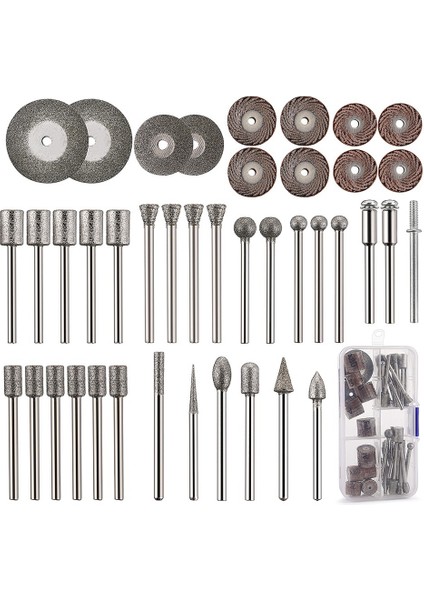 43 Adet Taş Oyma Seti, 26 Elmas Çapak Uçları, 10 Pervane, 4 Elmas Kesme Tekerleği, 3 Metal Mandrel, Parlatma Döner Aletler (Yurt Dışından)