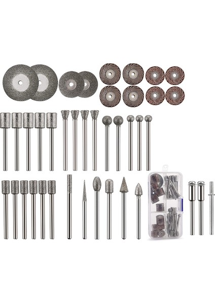 43 Adet Taş Oyma Seti, 26 Elmas Çapak Uçları, 10 Pervane, 4 Elmas Kesme Tekerleği, 3 Metal Mandrel, Parlatma Döner Aletler (Yurt Dışından)