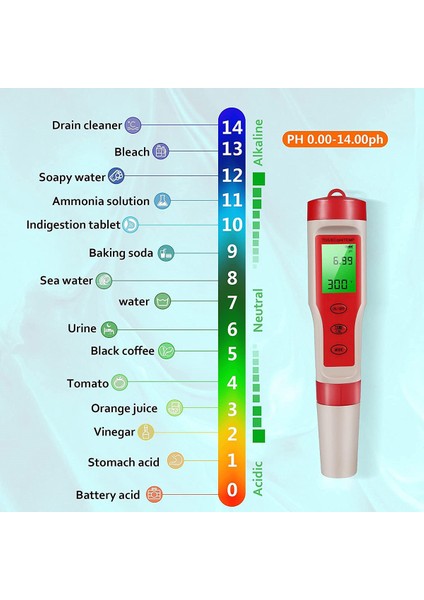 Ph Ölçer, Içme Suyu, Hidroponik, Akvaryum, Havuz Için Atc'li Ph/tds/ec/temp Fonksiyonlu 4'ü 1 Arada Dijital Ph Ölçer (Yurt Dışından)