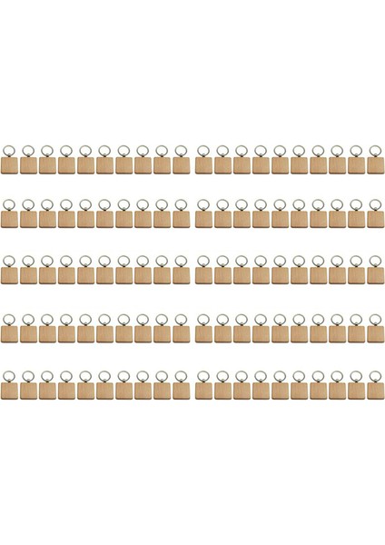 100 Adet Dıy Boş Ahşap Anahtarlık Kare Oyma Anahtarlık Ahşap Anahtarlık Yaklaşık 40X40 mm (Yurt Dışından)