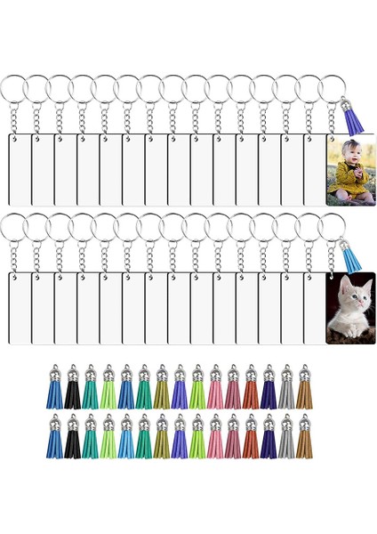 30 Takım Akrilik Anahtarlık Boşlukları Akrilik Anahtarlık Daireler Boşluklar Temizle Yuvarlak Diskler Süsler Delikli (Yurt Dışından)