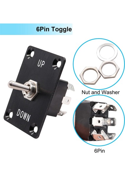 Basmalı Geçiş Anahtarları Anlık 6 Pin 3 Pozisyon (Açık)-Kapalı-(Açık)Yukarı/aşağı Polarite Ters Anahtarı, Panel, Teller ve Kapaklı (Yurt Dışından)