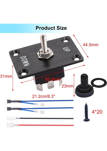Basmalı Geçiş Anahtarları Anlık 6 Pin 3 Pozisyon (Açık)-Kapalı-(Açık)Yukarı/aşağı Polarite Ters Anahtarı, Panel, Teller ve Kapaklı (Yurt Dışından)