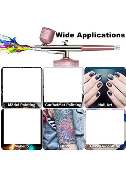 Airbrush Kiti Şarj Edilebilir Akülü Airbrush Kompresörü - Otomatik El Tipi Airbrush, Airbrush Seti (Pembe) (Yurt Dışından)