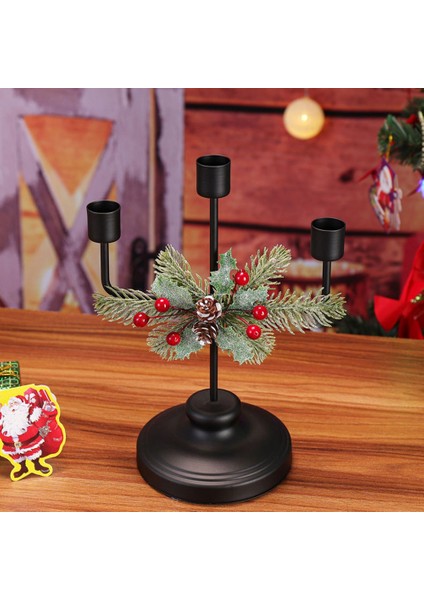 Noel Mumluk Merkezi Parçası, 3 Mumluklu Festival Ev Dekorasyonu Için Masa Aksan Merkezi Parçası Siyah (Yurt Dışından)