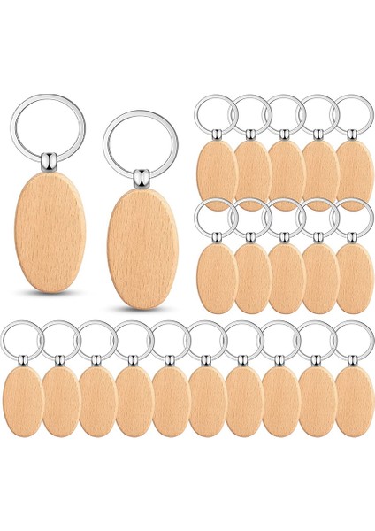 50 Adet Ahşap Anahtarlık Oval Ahşap Gravür Boşlukları Bitmemiş Ahşap Anahtarlık Anahtar Etiketi Dıy Hediye El Sanatları Için (Oval) (Yurt Dışından)