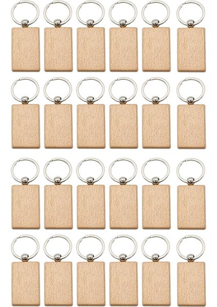 24 Adet Boş Ahşap Anahtarlık Anahtarlık Etiketleri Ahşap Anahtarlıklar Anahtarlık Dıy Craft Için (Yurt Dışından)