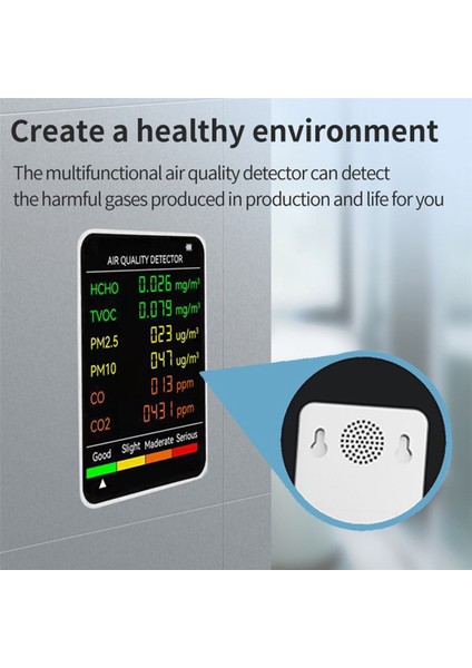 2x 6 In 1 Pm2.5 PM10 Hcho Tvoc Co Co2 Hava Kalitesi Dedektörü Co Co2 Formaldehit Monitör Ofis Hava Kalitesi Test Cihazı, Beyaz (Yurt Dışından) fırsatları