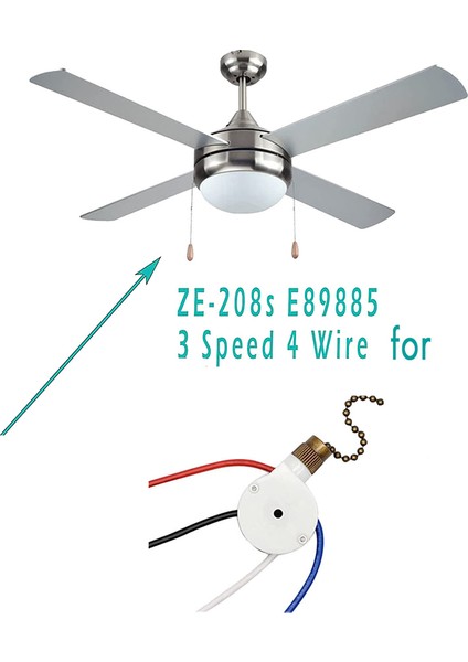 1 Adet Tavan Vantilatörü Işık Anahtarı Zingear ZE-208S E89885 3 Hız 4 Telli Fan Anahtarı Çekme Zinciri, Fan Işık Anahtarı, Bronz (Yurt Dışından)