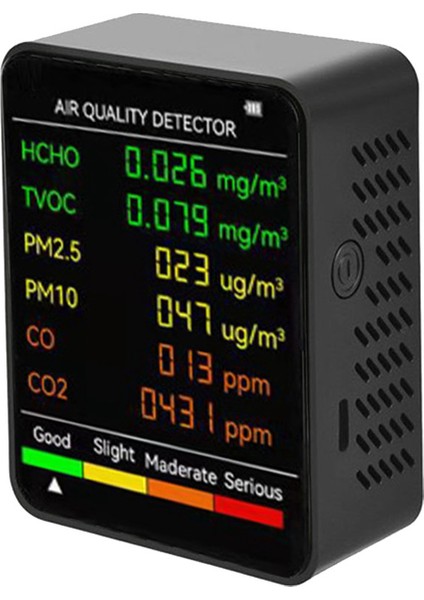 2x 6 In 1 Pm2.5 PM10 Hcho Tvoc Co Co2 Hava Kalitesi Dedektörü Co Co2 Formaldehit Monitör Ofis Hava Kalitesi Test Cihazı, Siyah (Yurt Dışından) modelleri