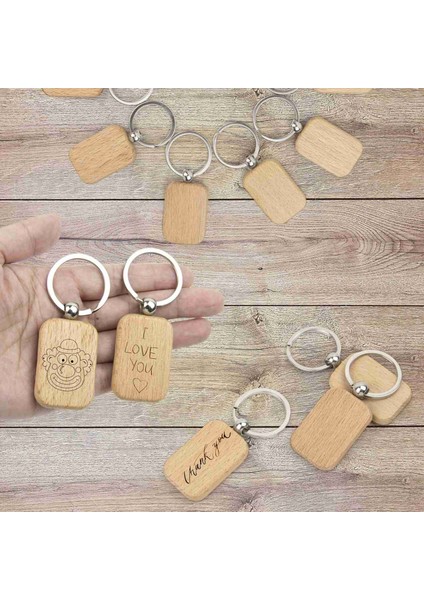 10 Paket Boş Ahşap Anahtarlık Bitmemiş Ahşap Kolye Boşlukları Anahtarlıklar ile Etiketleri Için Dıy Anahtar Zanaat Malzemeleri (Yurt Dışından)