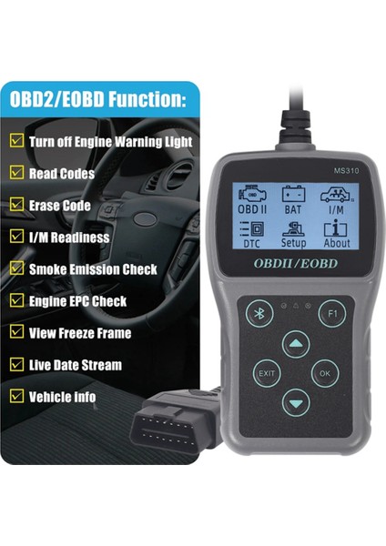 MS310 Obd2 Tarayıcı Motor Arıza Kodu Okuyucuyu Kontrol Edin, Hazırlık Duman Kontrolü Can Teşhis Tarama Aracı (Yurt Dışından) modelleri