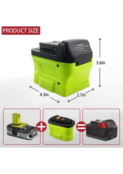 18V Ila 18V Için RYB18MIL Pil Adaptörü, 18V One+ Pil Için P107 P108'DEN Araçlara (Yurt Dışından) indirimleri