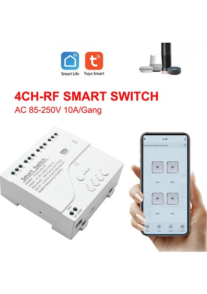 3x Tuya Akıllı Wifi Motor Anahtar Modülü Rf 433 Radyo Uzaktan Kumanda 4ch Inching Röle Alexa Google Home Için, 4ch AC85-250V (Yurt Dışından)