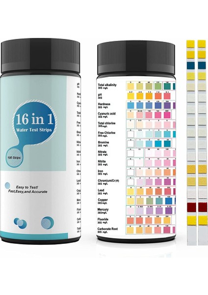 16'sı 1 Arada Su Test Kitleri, 100PCS Içme Suyu Test Şeritleri, Musluk ve Kuyu Suyu Test Şeridi ve Ph, Kurşun, Klor Için Ettesti (Yurt Dışından)