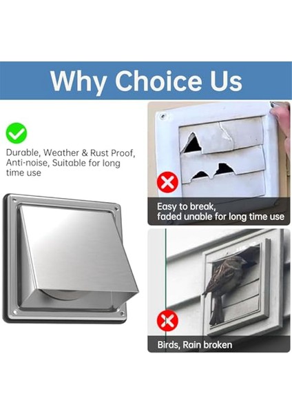 4ın Kurutucu Havalandırma Kapağı Dış Duvar, Yastıklı Geri Dönüşsüz Kapaklı, Dış Aspiratör Duvar Havalandırması, Paslanmaz Çelik Havalandırma Kapağı (Yurt Dışından) fiyatları