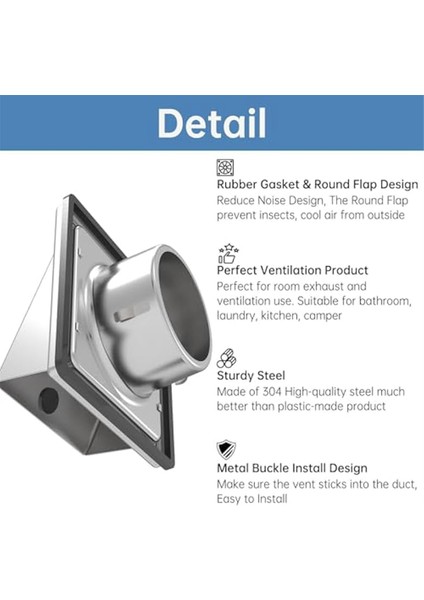4ın Kurutucu Havalandırma Kapağı Dış Duvar, Yastıklı Geri Dönüşsüz Kapaklı, Dış Aspiratör Duvar Havalandırması, Paslanmaz Çelik Havalandırma Kapağı (Yurt Dışından) indirimleri