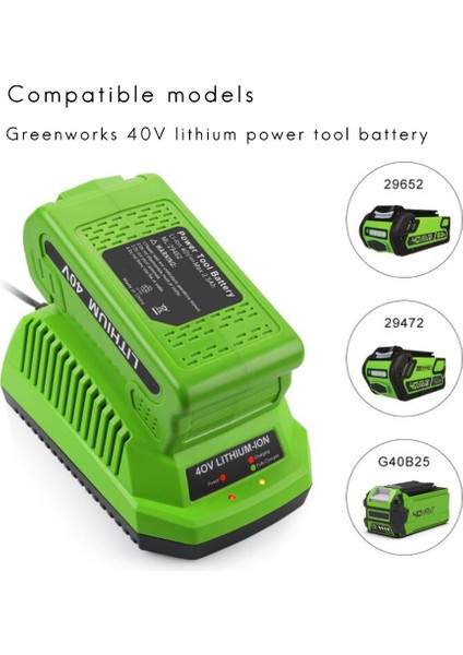 Greenworks 29482 G-Max Için 40V Lityum Pil Şarj Cihazı 40V Li-Ion Pil 29472 29482 29652 G40825 Ab Tak (Yurt Dışından)