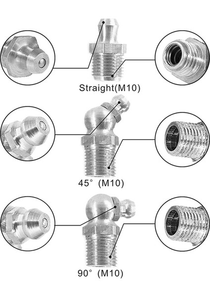230 Adet Çelik Zerk Gresörlük Bağlantı Parçaları Çeşitler Kiti, Düz, 90 Derece, 45 Derece Açılı (M6, M8, M10) (Yurt Dışından) fırsatları