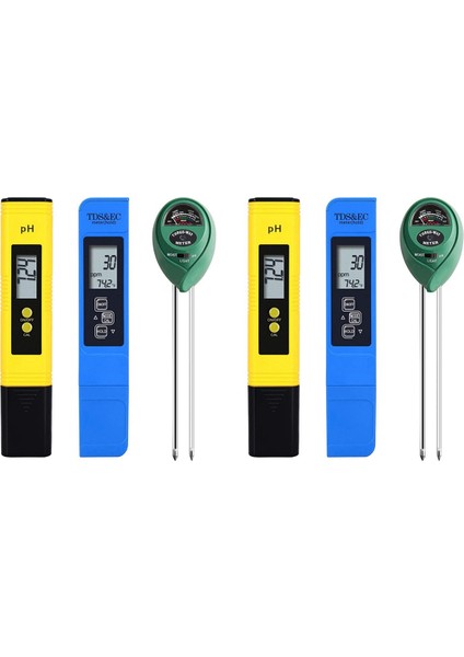 6 Paket Ph Ölçer Tds Ppm Ölçer ve 3'ü 1 Arada Toprak Ph Test Cihazı Ph/ec Ev, Bahçe, Çim, Çiftlik Için Dijital Kit (Yurt Dışından)