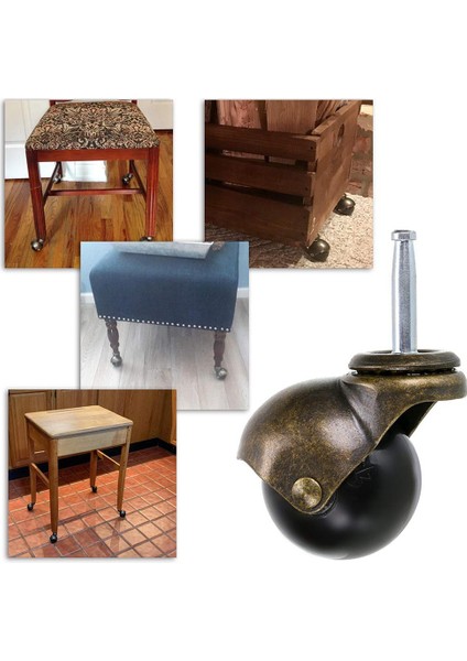 8 Paket 2 Inç Top Teker Kök Soketli Tekerlek, Mobilya, Kanepe, Sandalye, Dolap Için Vintage Antika Döner Teker (Yurt Dışından)