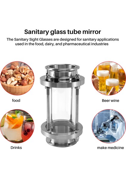 Kelepçe Uçlu Hat Içi Gözetleme Camı, Akış Sıhhi Düz Gözetleme Camı SUS316 2 Inç Üçlü Kelepçe Tipi (Akış Borusu Od 51MM) (Yurt Dışından) fiyatları