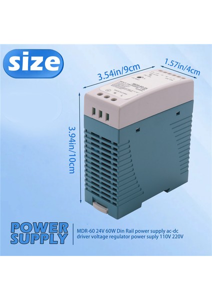 Mdr-60 24V 60W Din Raylı Güç Kaynağı Ac-Dc Sürücü Voltaj Regülatörü Güç Kaynağı 110V 220V (Yurt Dışından)