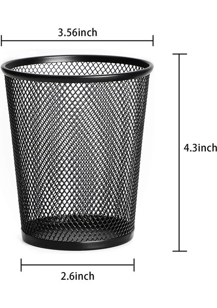 4,3 Inç x 3,6 Inç Masa Için Kalem Tutucu 6 Paket Örgü Metal Kalem Bardak Kalem Bardak (Siyah) (Yurt Dışından)