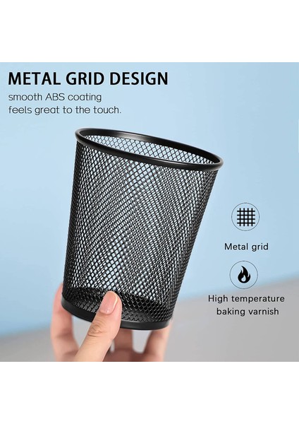 4,3 Inç x 3,6 Inç Masa Için Kalem Tutucu 6 Paket Örgü Metal Kalem Bardak Kalem Bardak (Siyah) (Yurt Dışından)