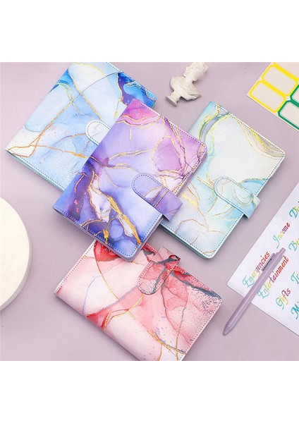 A6 Mermer Renkli Para Bütçe Planlayıcısı Bağlayıcı Fermuar Zarflar Bütçeleme Para Organizatör Mor Için Nakit Zarflar (Yurt Dışından) fiyatları