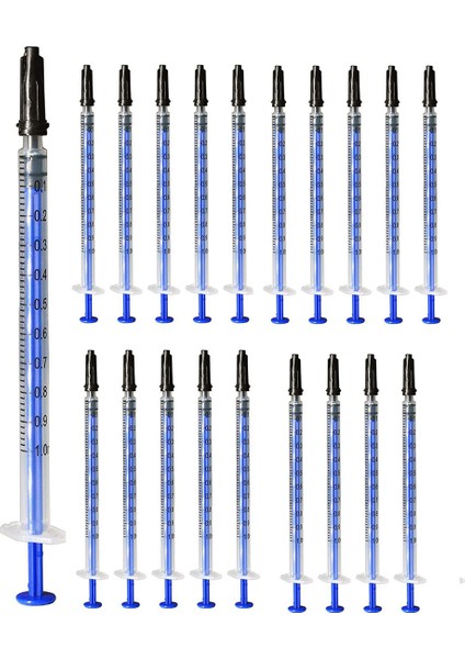 20 Adet 1cc Şırınga + Kapaklar 1 ml Plastik Şırınga Bireysel Olarak Mühürlü Iğne Olmadan Sıvı Köpek Şırınga Tutkal Aplikatör (Yurt Dışından)