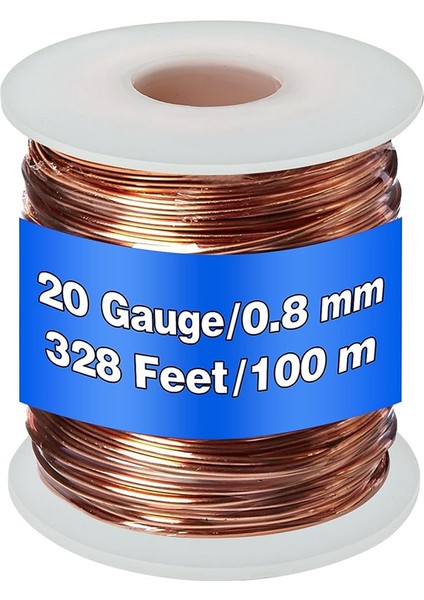 %99,9 Ölü Yumuşak Bakır Tel, 20 Kalibre/ 0,8 mm Çap, 328 Feet/ 100 M, 1 Pound Makaralı Saf Bakır Tel (Yurt Dışından)