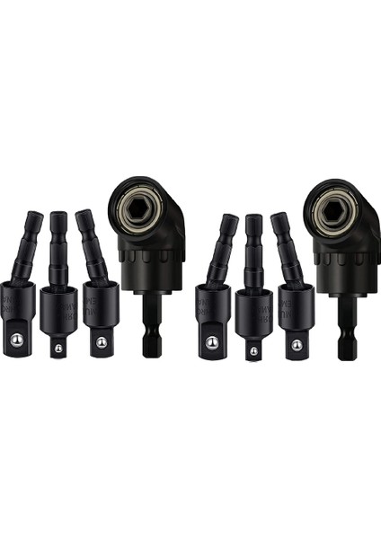 4'ü 1 Arada Darbeli Matkap Uzatma Çubuğu 360° Dönebilen Darbe Sınıfı Soket Adaptör Seti Altıgen 105 Derece Açılı Matkap (Yurt Dışından)