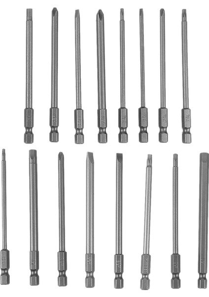 16 Adet Uzun Manyetik Tornavida Uçları Seti Oluklu + + Altıgen + Torx Matkap Ucu Seti 1/4 Inç Hex 100MM Uzunluk (Yurt Dışından)