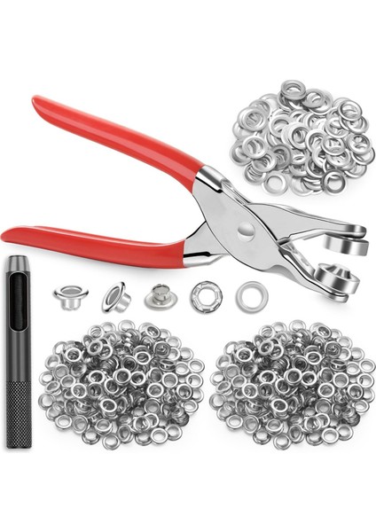 642 Adet Grommet Alet Kiti 1/2 Inç Kuşgözü Kiti, 320 Adet Halkalı Grometler, 320 Adet Yıkayıcılar ve Grommet Kuşgözü Pense (Yurt Dışından)