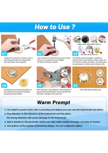 642 Adet Grommet Alet Kiti 1/2 Inç Kuşgözü Kiti, 320 Adet Halkalı Grometler, 320 Adet Yıkayıcılar ve Grommet Kuşgözü Pense (Yurt Dışından) modelleri