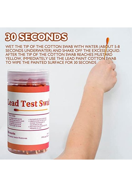 Kurşun Boya Test Çubukları Seti: 60 Adet Kurşun Test Seti Çubukları, Ev Tipi Kurşun Test Kiti, Kurşun Kontrol Çubukları, Kurşun Test Şeritleri (Yurt Dışından)