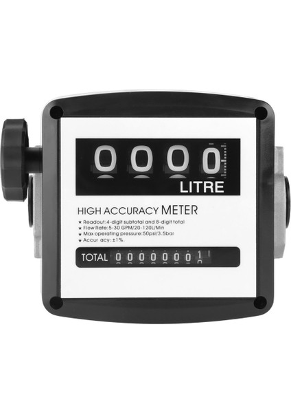 Mekanik Yakıt Göstergesi 4 Haneli Yakıt Akışı Mekanik Yakıt Akış Ölçer 25MM (1 Inç Iç Dişli) 5-30 GPM/20-120L/MIN (Yurt Dışından)