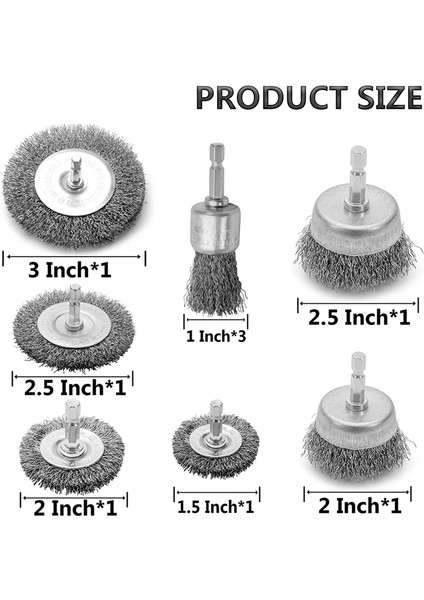 Matkap Için 9pc Kaba Kıvrımlı Tel Tekerlek Kupası Kalem Fırça Seti, Boya Çıkarma Için Altıgenli Karbon Çelik Tel Fırça (Yurt Dışından)
