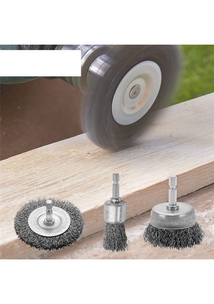 Matkap Için 9pc Kaba Kıvrımlı Tel Tekerlek Kupası Kalem Fırça Seti, Boya Çıkarma Için Altıgenli Karbon Çelik Tel Fırça (Yurt Dışından)