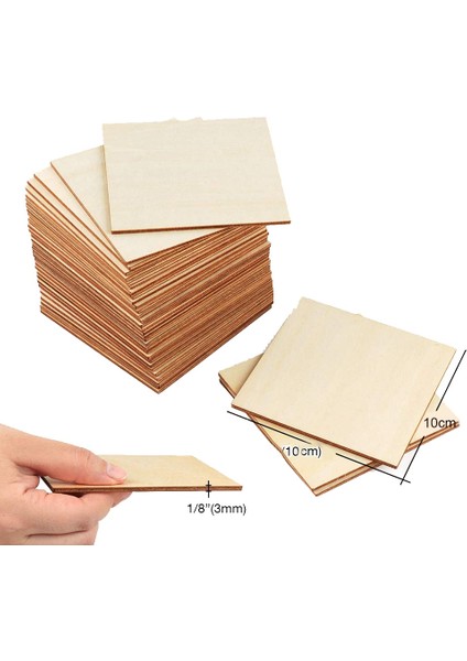 Bitmemiş Ahşap Parçalar 50 Adet 4 Inç Kare Boş Ahşap Doğal Dilimler Dıy El Sanatları Boyama Boyama Için Kesikler (Yurt Dışından) fiyatları